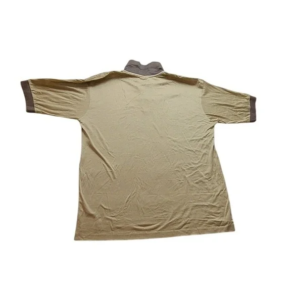 Golf Where Men's Large Tan Mercerized Cotton Short Sleeve Polo Shirt Grey Trim - Picture 2 of 13